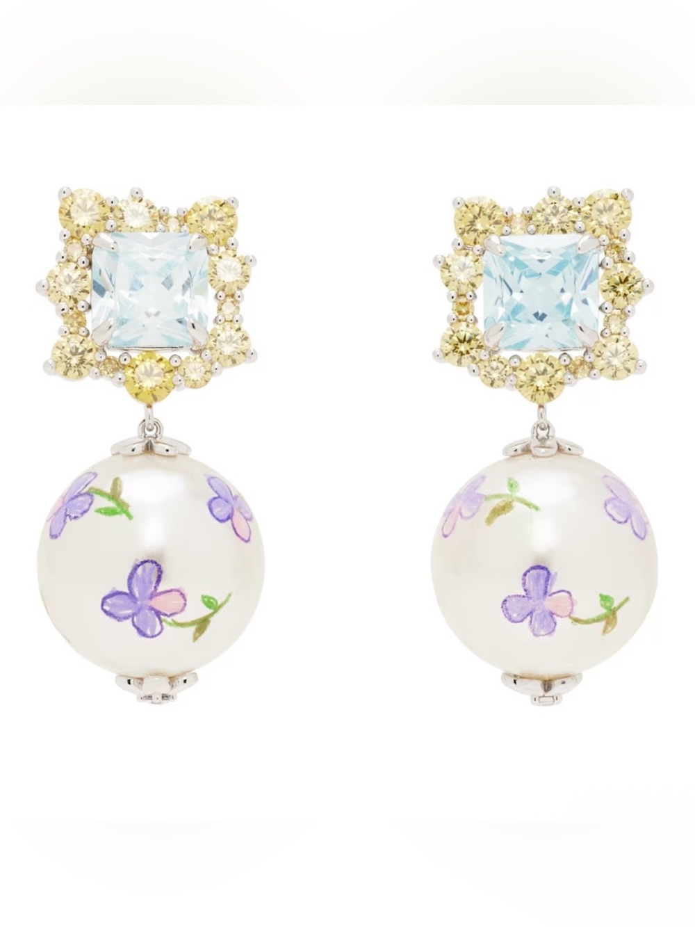 SHUSHU/TONG x Yvmin Hand Painted Faux-Pearl Gemstone Earrings